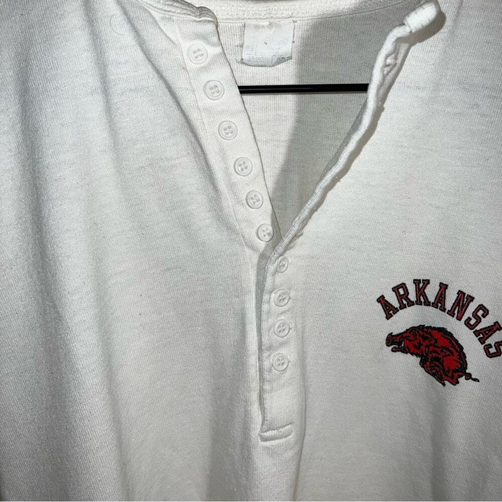 VINTAGE UNIVERSITY OF ARKANSAS collegiate lightweight 3/4 sleeve button up tee M - Picture 5 of 5